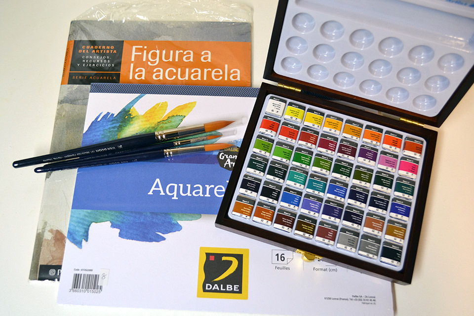 ARTIST Wingo Acuarela Caja DE Madera 48 Pastillas Pincel RELLENABLE Paleta