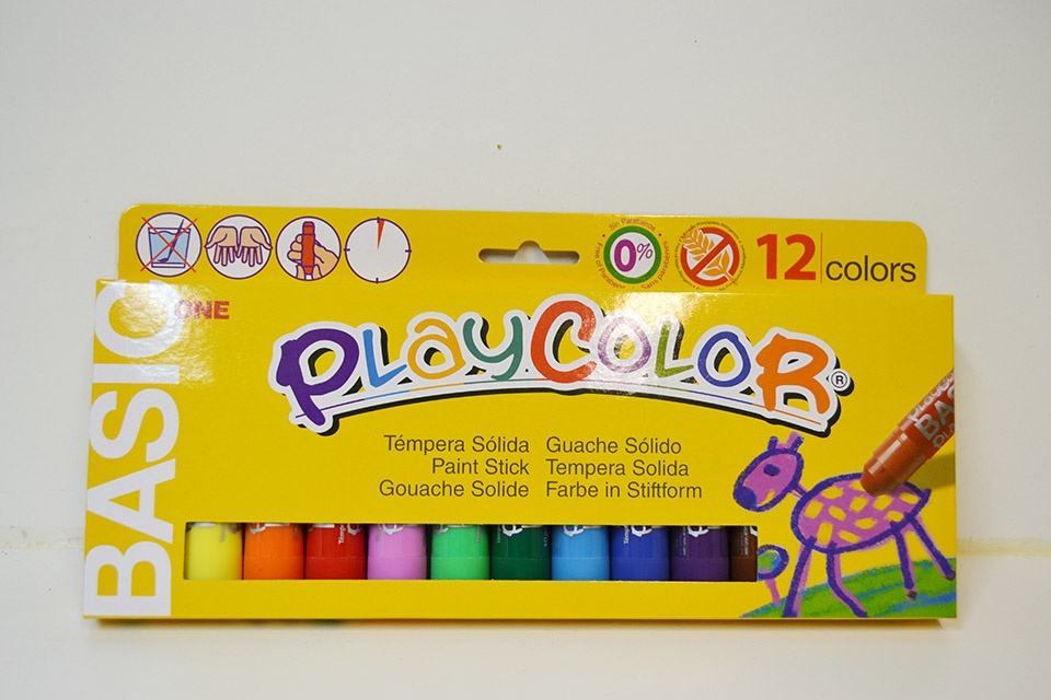 Tempera solida en barra playcolor escolar caja de 12 colores surtidos :  : Juguetes y juegos
