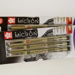 2 fineliner + graphic pen. Pigma Micron