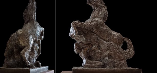 Caballo y mujer. Figura en plomo, Javier Olmedo