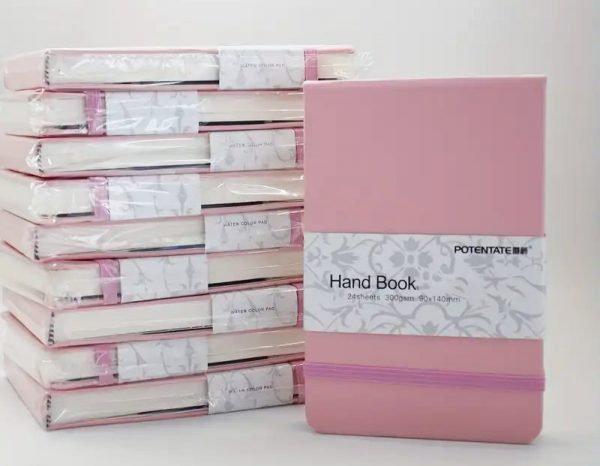 Cuaderno rosa de Bocetos Acuarela marca Potentate 9x14cm
