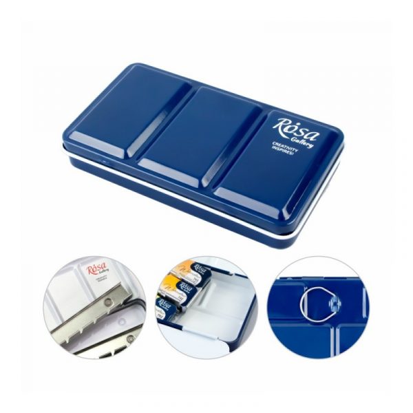 Caja vacía paleta para acuarela Rosa, color azul índigo