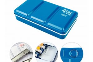 Caja vacía paleta para acuarela Rosa, color verde turquesa