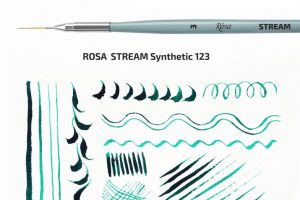 Imagen del pincel Rosa Stream nº 1 y del trazo que permite