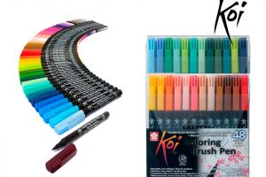 Blister de 48 colores Koi de Sakura punta de pincel y vista de todos los colores