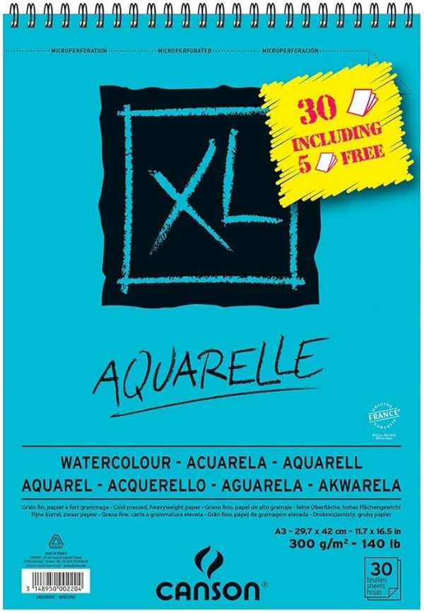 Bloc de acuarela A4, marca Canson