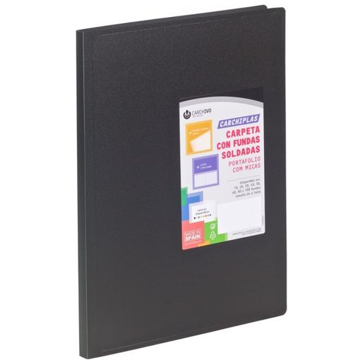 Carpeta negra Din A4 con 50 fundas Carchiplas