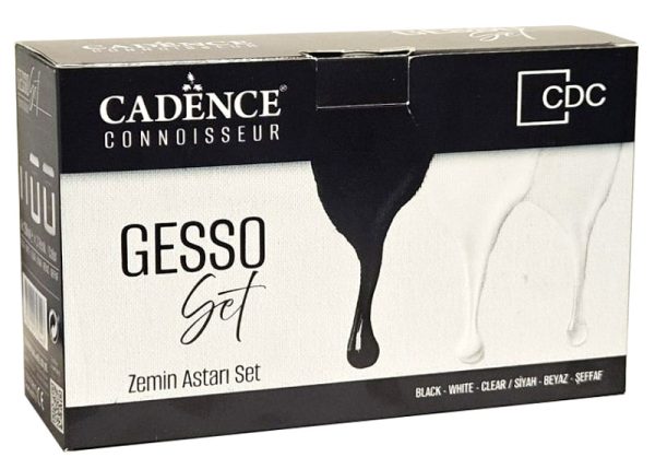Set Gesso Cadence 3x250 ml. Blanco, negro y transparente